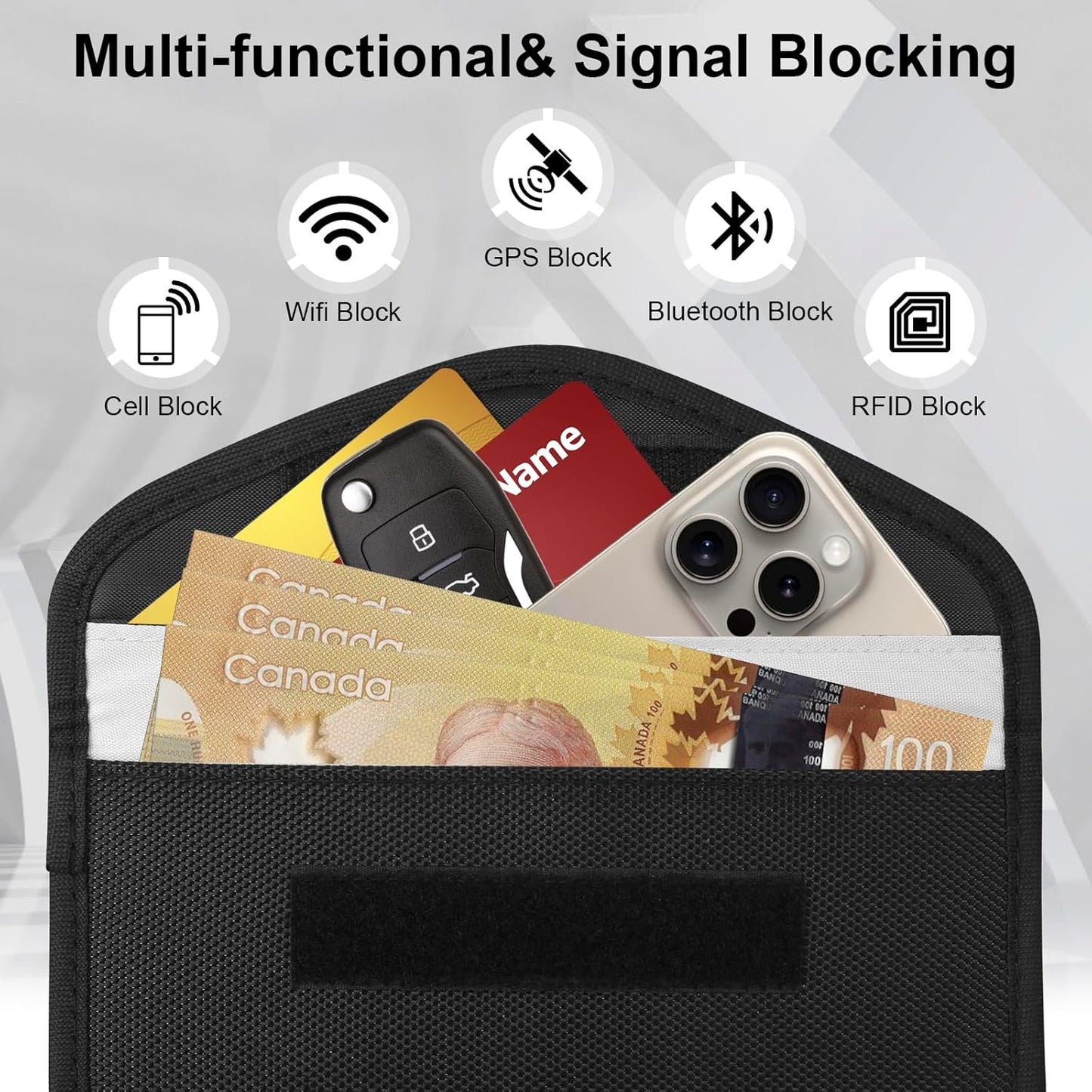 Faraday Bag 2 Pack of RFID Signal Blocking Bag Shielding Pouch Wallet and Credit Card Case for Cell Phone Privacy Protection and Car Key FOB