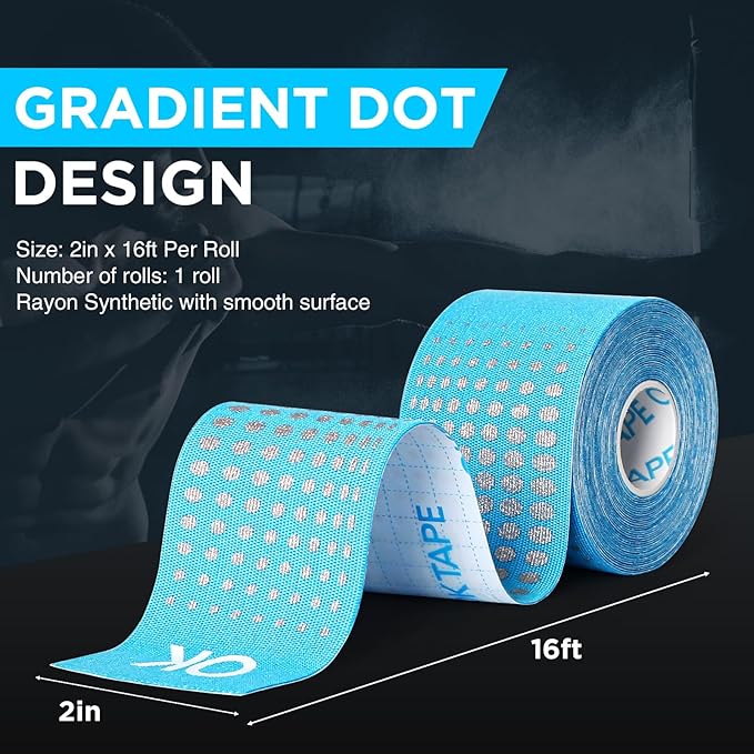 OK TAPE Synthetic Kinesiology Tape Prime, Breathable Sports Athletic Tape for Joint & Muscle Discomfort, Latex Free and Water Resistance, 1 Roll, 2in×16.4ft-Blue