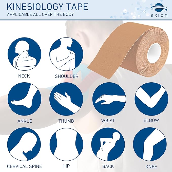 Kinesiology Tape Uncut | 2 Rolls of Athletic Sports Tape in Pink and Beige | 16ft Length and 2'' Width per Roll | Waterproof • Skin-Friendly • Elastic | Ideal for Sports | axion