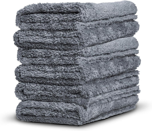 Adam's Borderless Grey Microfiber Towel (6pk) - Premium Ultra Soft Car Detailng Towel Cloths, 480gsm - Safe for Car Wash, Home Cleaning & Pet Drying Cloths (16 Inch x 16 Inch)