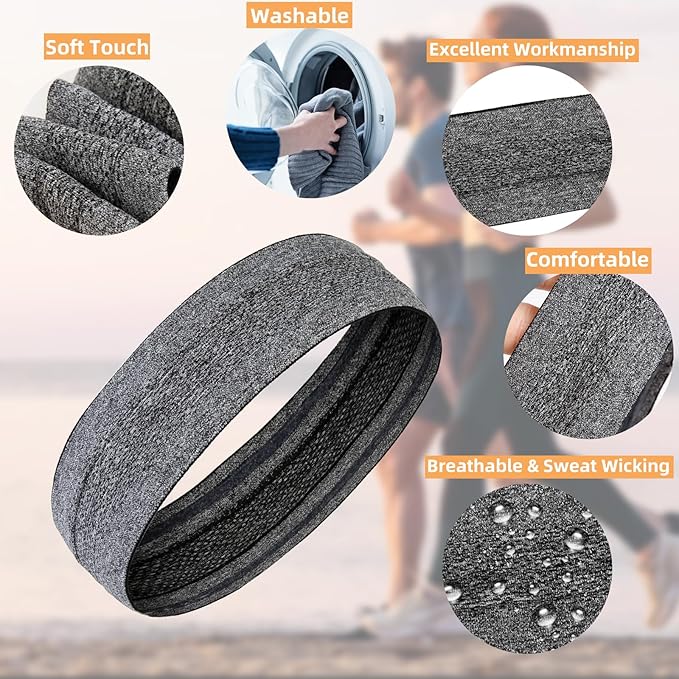 Sweat Bands Headbands for Women Non Slip Workout Sweatbands for Women Hair