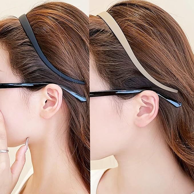 2 Pack Flex No Pressure Headbands for Women - Matte Finish Comfortable Plastic Headbands with Teeth - Black, Coffee