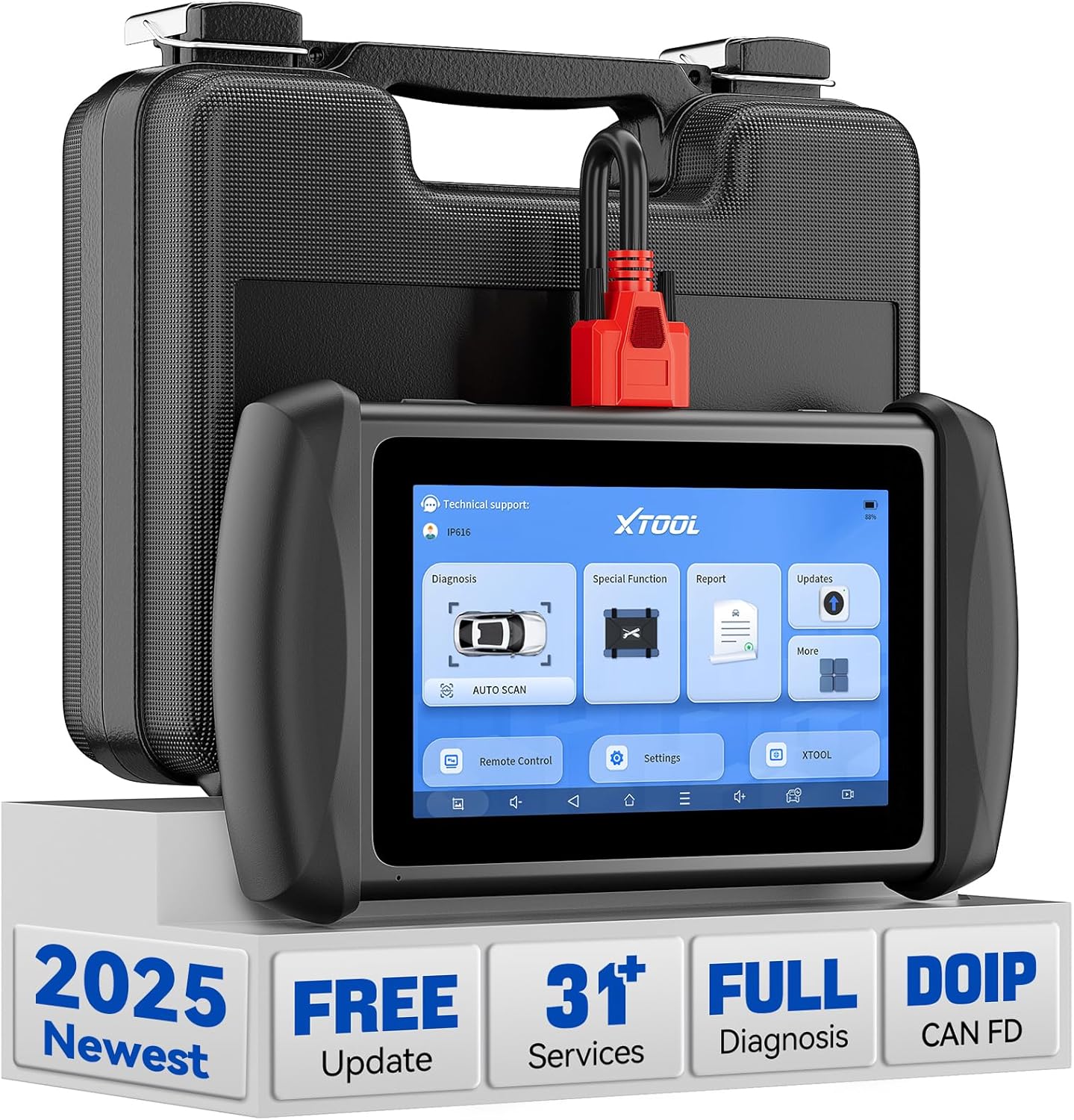 XTOOL InPlus IP616 V2.0 OBD2 Scanner Diagnostic Tool, Lifetime Update Scan Tool, 34+ Services, ECU Configuration, CAN FD & DoIP, All Systems Scanner for Car, Crank Sensor Relearn, ABS Bleed, Auto VIN