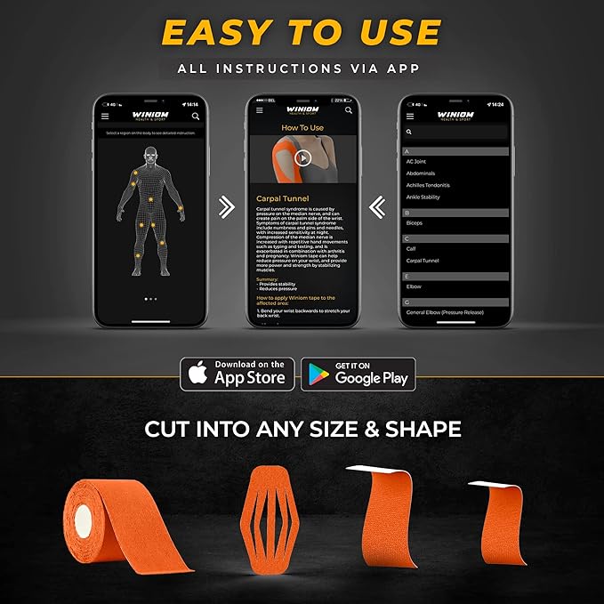 Kinesiology Tape-Incredible Support for Athletic Sports and Recovery + Free Taping Guide - Pre-Cut 2 inch 100 feet (Tiger Orange + Free Taping Guide, 1 Pack)