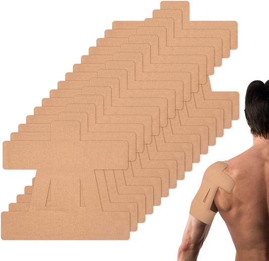 15 Pcs Precut Kinesiology Tape for Shoulder, Latex-Free Shoulder Tape for Pain Relief, Muscle Strips Kinesiology Tapes Precut, Sports Tapes Athletic Patch Support Muscle Elastic Breathable(Skin Color)