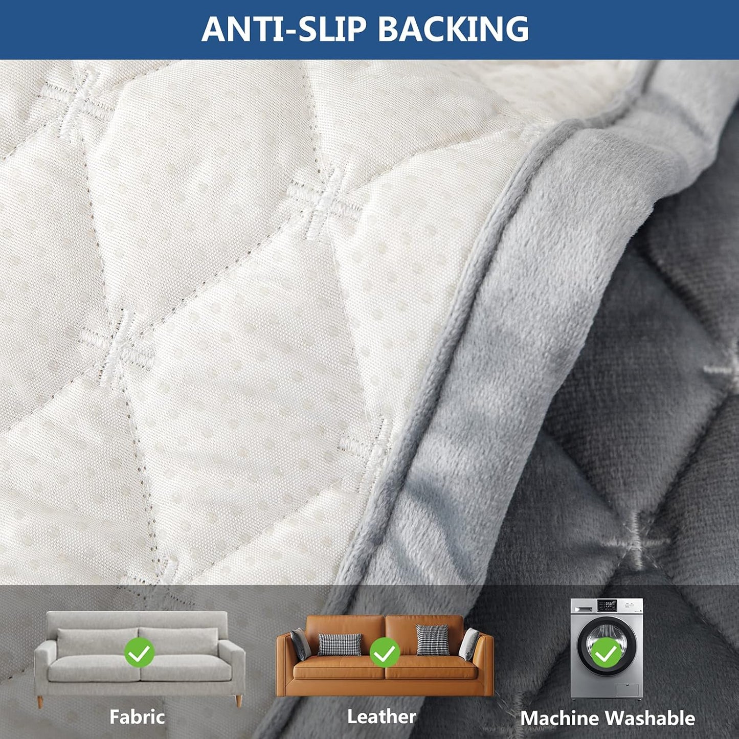 Eismodra Couch Cover,Sectional Couch Covers,Sofa Covers for 3 Cushion Couch,Anti-Slip Sofa Slipcovers for Dogs Cats Kids Loveseat Recliner L Shaped Armrest Backrest,Light Gray 43''x94''(Only 1 Piece)