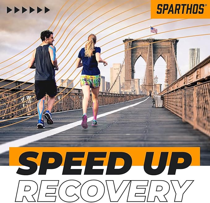 Sparthos Kinesiology Tape - Incredible Support for Athletic Sports and Recovery - Free Kinesiology Taping Guide! - Uncut 2 inch x 16.4 feet Roll