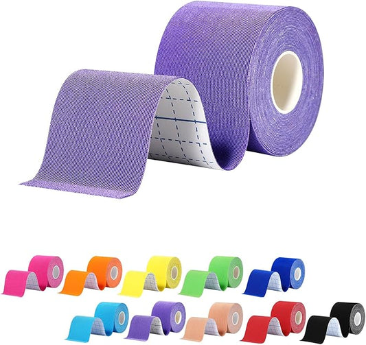Pro Synthetic Kinesiology Tape 1 Roll, Athletic Sports Tape for Muscle Joint Support, Pain Relief for Knee Elbow Wrist Ankle Plantar Fasciitis, 2 in x 16.4 Ft, Purple