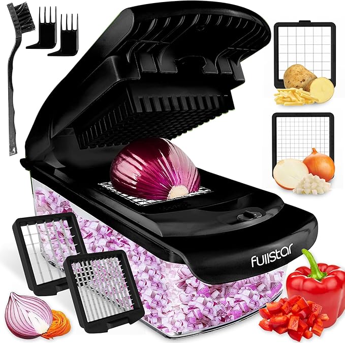 Fullstar The Original Pro Chopper - Vegetable Chopper and Spiralizer, Food Chopper with Container, Fruit Slicer, Kitchen Gadgets & Accessories, Home Essentials (2 in 1, Black)