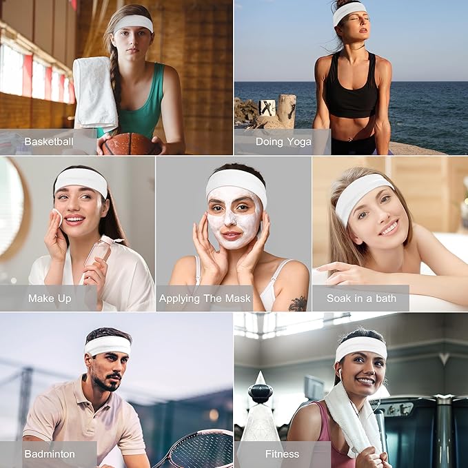 Headbands for Women Non Slip - Stylish Sports Hair Bands for Women's Hair - Soft Cotton Cloth Stretchy Headbands for Women for Yoga, Outdoor Exercise Running - 8 Pack