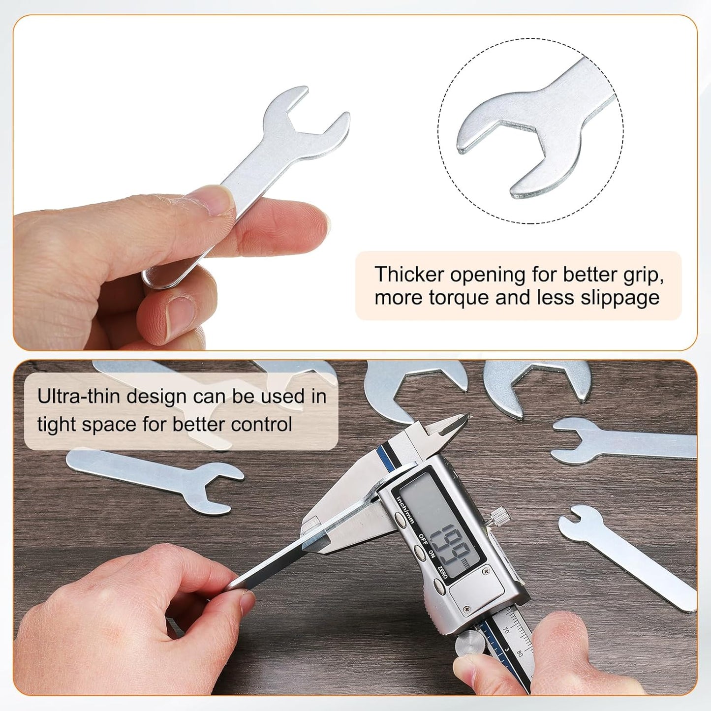 HARFINGTON 10pcs Small Wrench 12x70x2mm Metric U-Shaped Single Open Ended Spanner Super Thin Flat Head Galvanizing Wrench for Automotive Repair Furniture Assembly