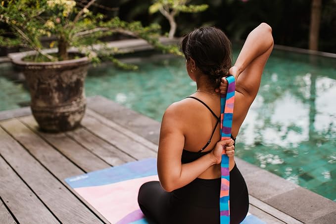 yogadesignlab YOGA DESIGN LAB | The Yoga Strap | Luxurious, Extra Long, Super Soft, Eco Printed | Studio Quality, Adjustable | Safely Stretch Further and Hold Longer | 8 ft Long