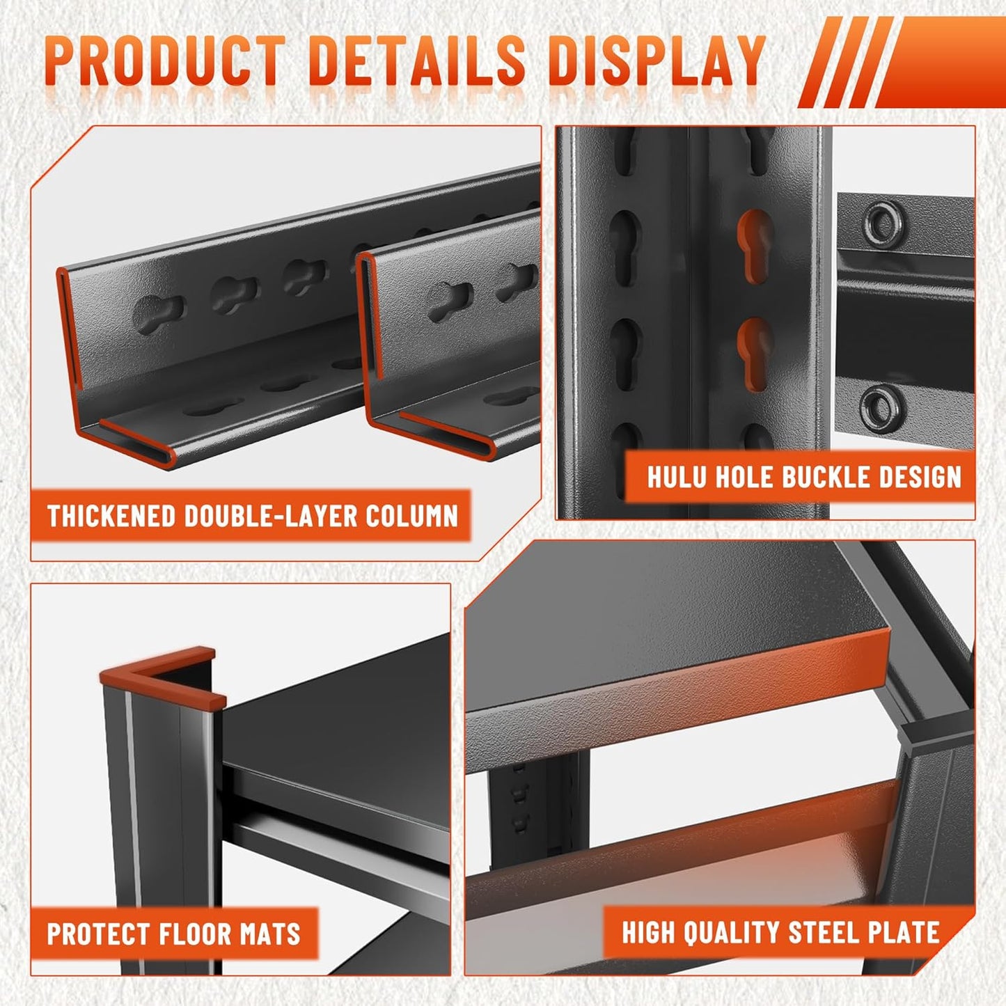 2500LBS Heavy Duty 5-Tier Steel Shelving Unit - Adjustable Garage & Warehouse Shelves for Basement Storage（35.4''W x 11.8''D x 63''H）