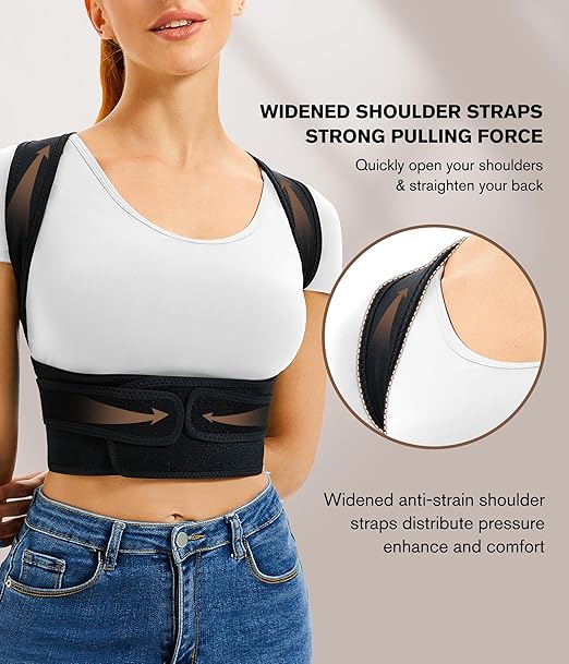 URSEXYLY Back Brace and Posture Corrector for Women and Men, Lightweight Shoulder Straightener Adjustable Full Back Support,Back Pain Relief Spine Corrector (Black, M/L)