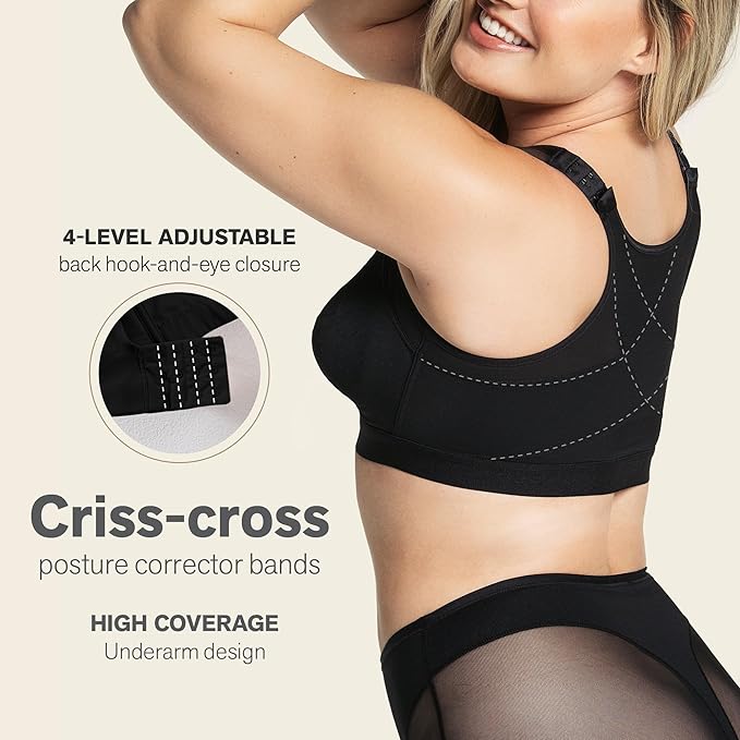 Leonisa Posture Corrector Bra Wireless Front Closure Bra for Women Full Coverage
