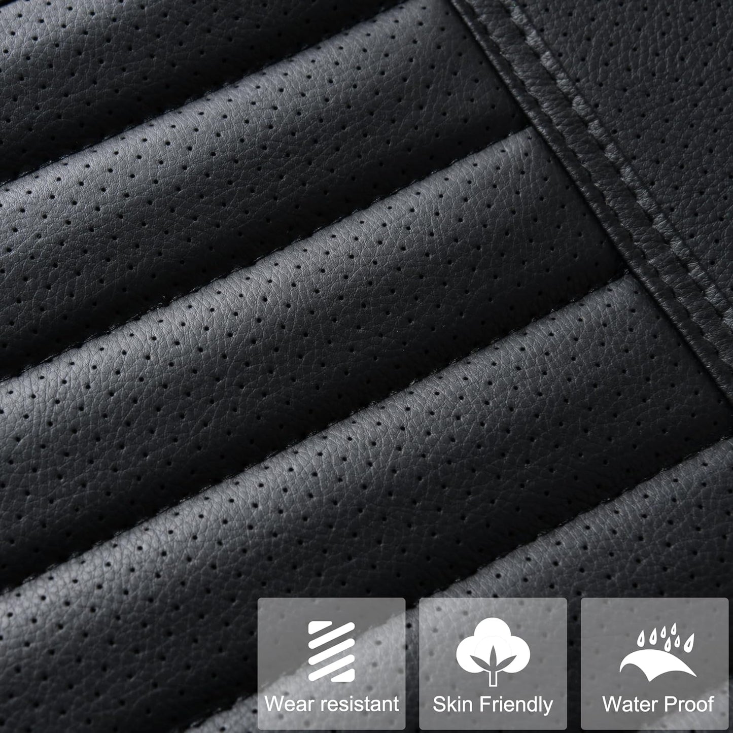 1pc Edge Wrapping Comfortable Car Front Seat Cover Cushion Pad Mat Protector, Anti-Slip Bottom Seat Cushion Cover for Auto with PU Leather(Black)