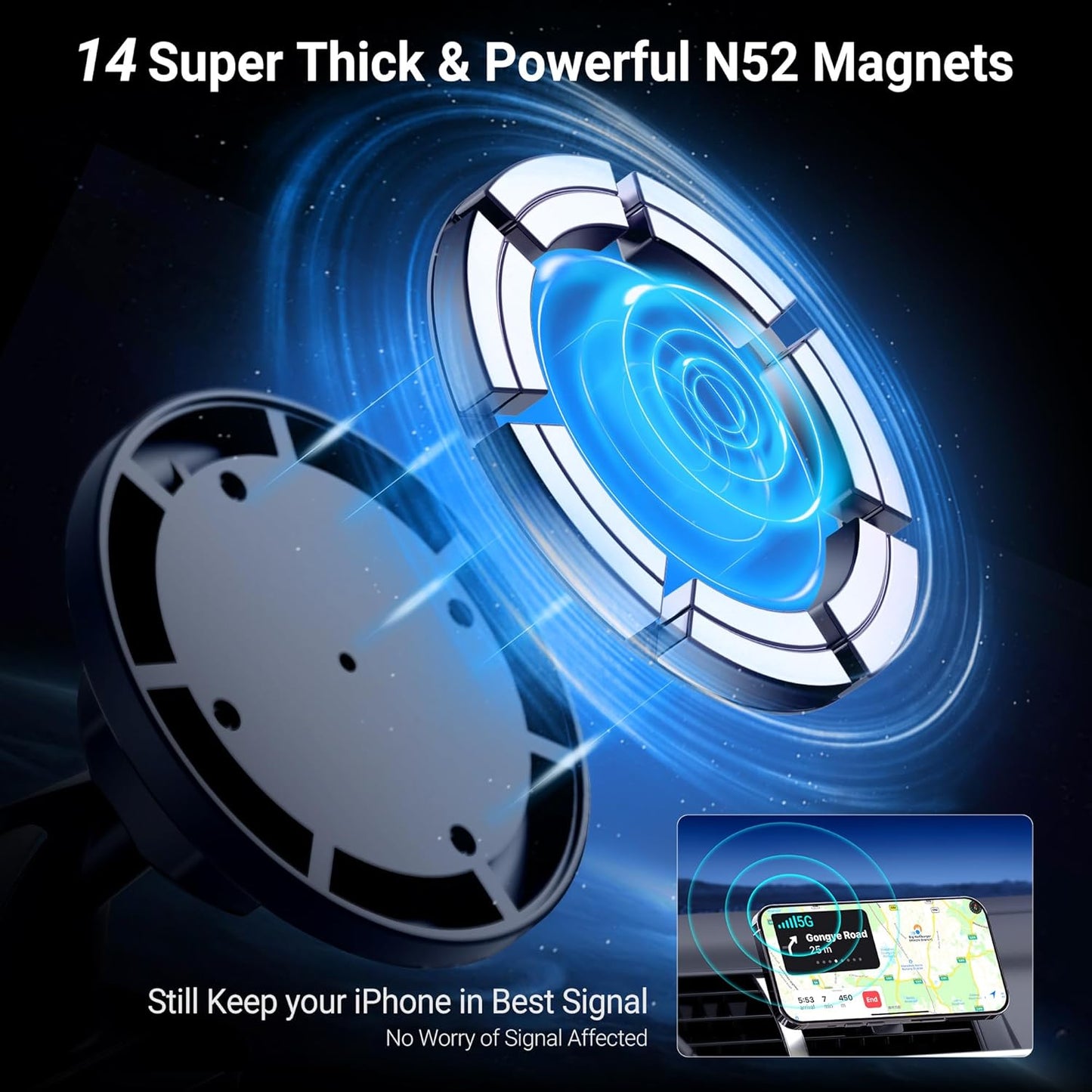 PROfezzion CD Slot & Vent Clip Combo Magnetic Phone Holder Compatible with MagSafe on Car CD Player Slot or Air Vent for iPhone 16 15 14 13 12 Pro Max Plus, Mag-Safe Case & All Phones