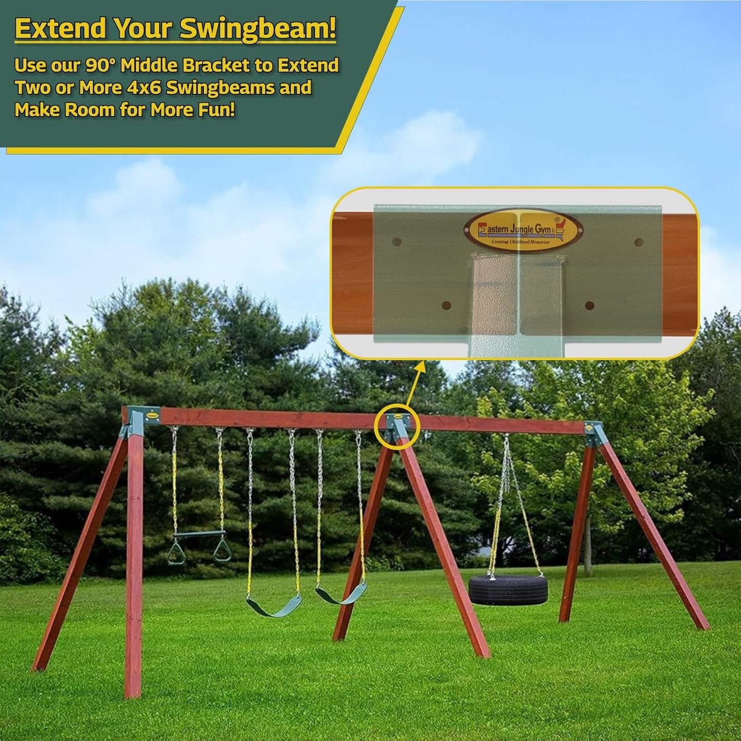 Eastern Jungle Gym Swing Set Bracket Kit with 2 Easy 1-2-3 A-Frame Brackets and 1 Easy 1-2-3 A-Frame Middle Bracket