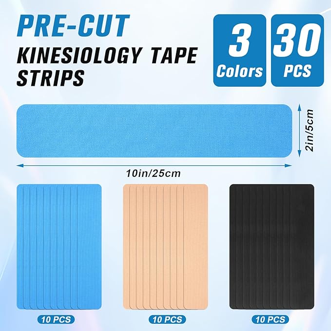 Waterproof Breathable Athletic Elastic Sports & Weightlifting Tape, Injury Recovery-Muscle Strain Relief & Joint Support(3 Colors Mixed) (I-Shaped)