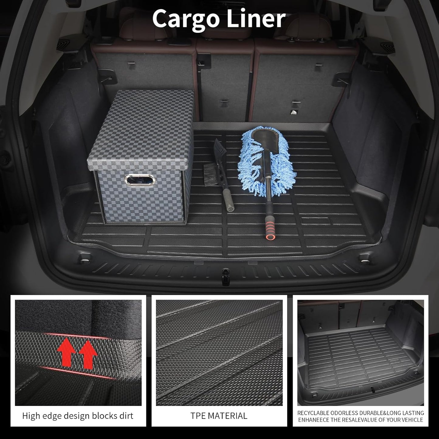 Floor Mats and Cargo Liner Set Fit for Benz GLC 250 GLC 300 GLC 350e (Not for Coupe) 2016-2022 TPE Car Mats All Weather Protection Trunk Liner Custom Accessories