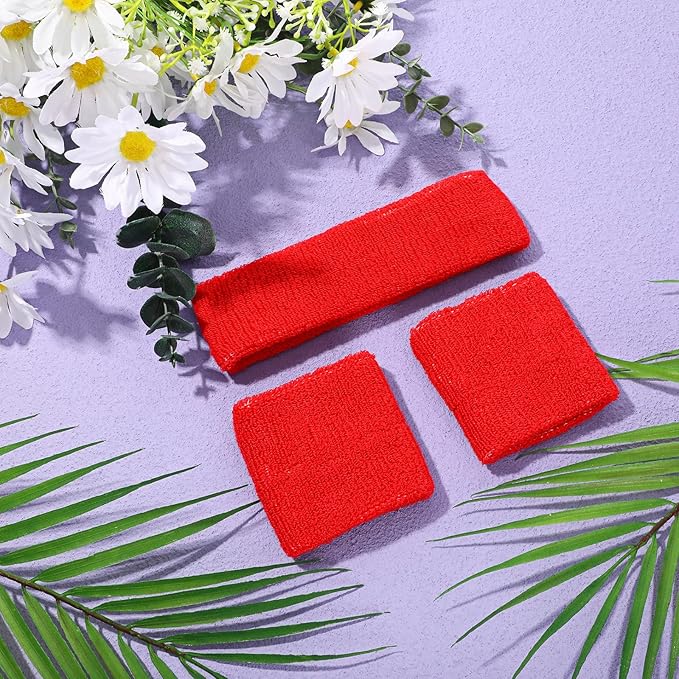 3 Pack Neon Sweatbands Sports Wristband and Headband 80s Sweatbands for Party Football Basketball Baseball Soccer