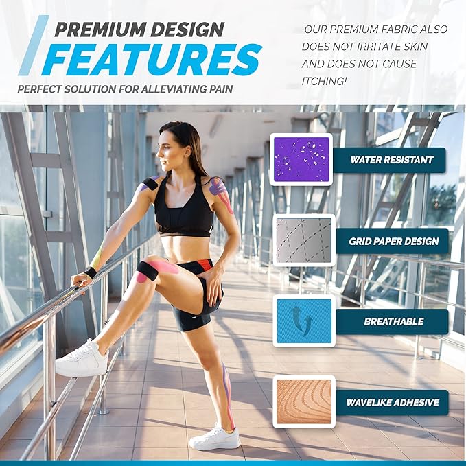 Kinesiology Tape Sensitive Skin - 16ft Uncut K Tape Roll | Sports Tape Athletic Tape for Injuries | Kinesio Tape Waterproof - Latex Free Kinetic Tape for Knees, Joints, face & Muscles