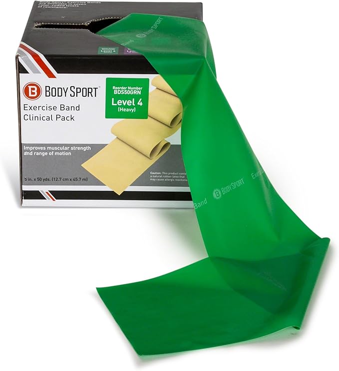 Body Sport Exercise Bands - Resistance Bands in 50 yard Rolls for Fitness, Stretching, or Physical Therapy