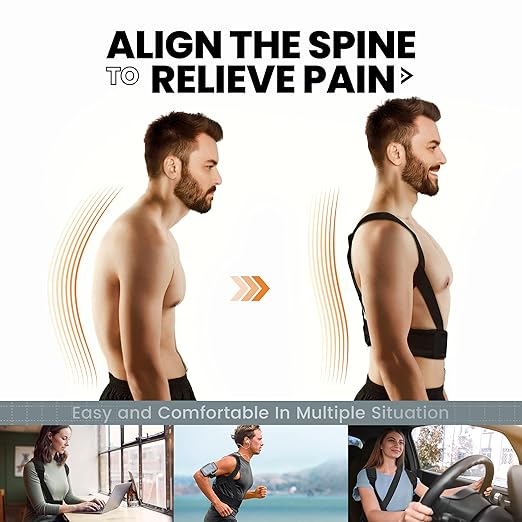 VANRORA Posture Corrector for Women and Men, Back Brace Fully Adjustable & Comfy, Support Straightener for Spine, Back, Neck, Clavicle and Shoulder, Improves Posture and Pain Relief S/M