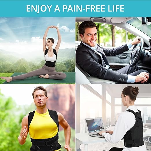 Posture Corrector for Women for Support: Back Brace for Full Back Support - Adjustable Shoulder Straightener for Women and Men (Black, Small)
