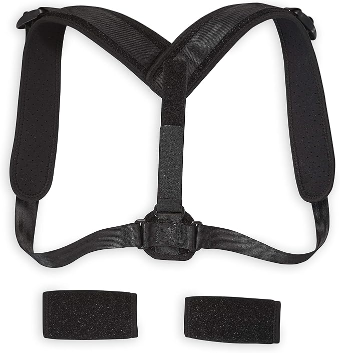 Gaiam Restore Posture Corrector for Women & Men - Back Straightener Adjustable Straps Compact Brace Support for Clavicle, Neck, Shoulder, Invisible Pain Relief