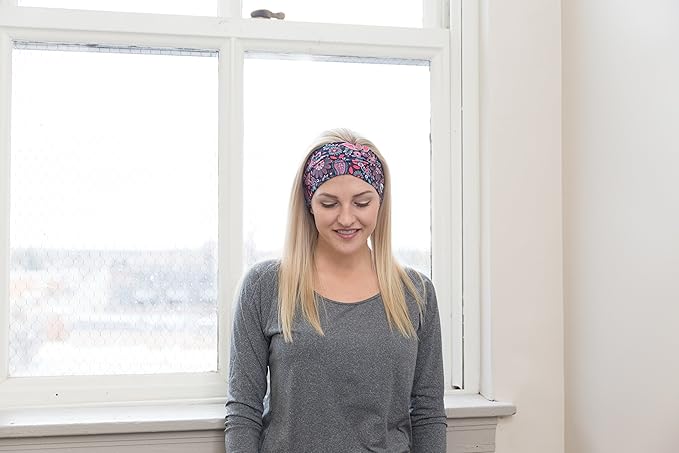 RiptGear Stretch Sport Headband for Women (Hippie Flower) — Made of Non-Slip Sweat Wicking Fabric — Great for Yoga, Running or The Gym — Soft Headband That Fits Most Head Sizes — (1-Pack)