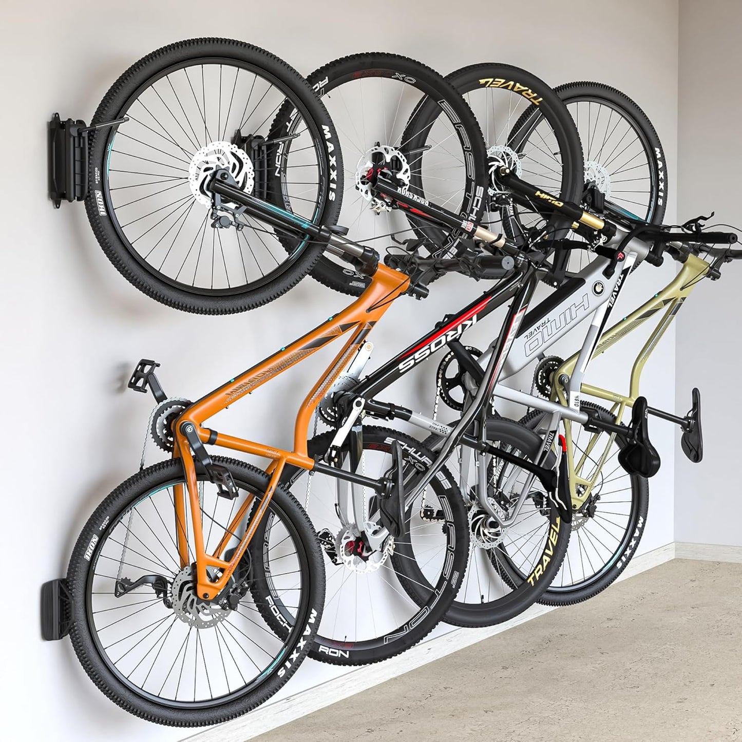 monTEK Swivel Bike Wall Mount – 4 Pack Garage Bike Hanger & Space-Saving Vertical Bike Rack for Garage & Apartment, Sturdy Bike Storage Hook Holds 66 lbs, Easy Installation & Scratch-Proof Design