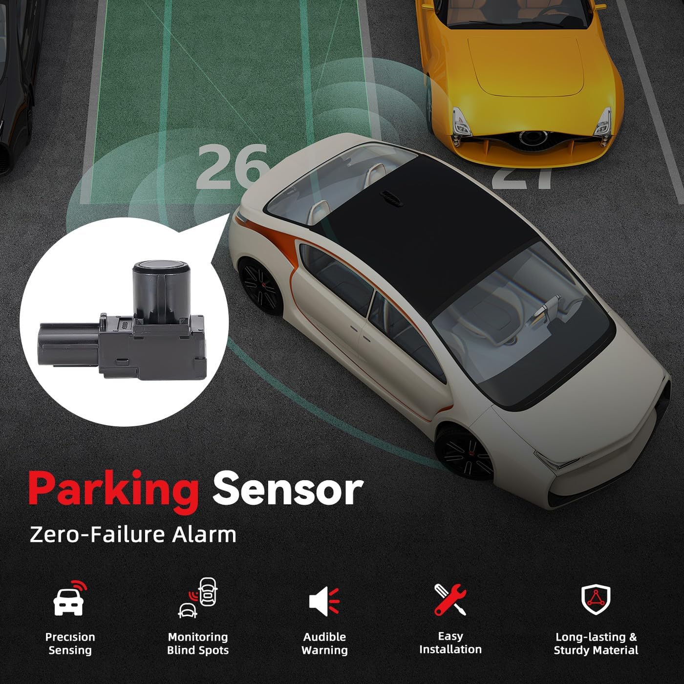 4pcs PDC Bumper Parking Aid Assist Sensor Backup Reverse Radar Replacement Kit - Compatible with 2011-2017 Toyota Sienna Lexus 2010-2013 GX460 2010-2012 RX350 RX450h - 89341-48010 89341-60030