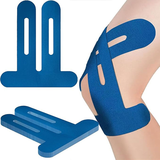 Precut Kinesiology Tape for Knees,24 Pcs – Elastic Knee Support & Stability, Pain Relief – Waterproof, Breathable, Hypoallergenic Athletic Tape (Blue)