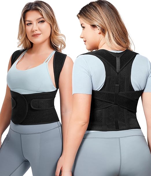 URSEXYLY Back Brace Posture Corrector for Women Adjustable Shoulder Straightener Full Back Support Upper and Lower Back Pain Relief,Spine Back Straightener Posture Corrector (Black, XX-Large)