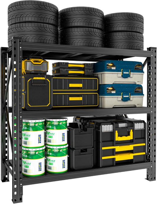 Heavy Duty Metal Storage Shelves - 5-Tier Adjustable Utility Shelf for Garage and Workshop, 51.2" W x 47.2" H x 23.6" D, Black - Ideal Organizer for Basement & Industrial Use