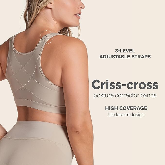 Leonisa Posture Corrector Bra Wireless Front Closure Bra for Women Full Coverage