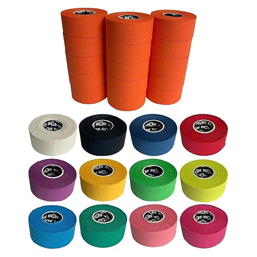 Ringside 1" Athletic Trainers Tape, Cotton Kinesiology Tape for Combat Sports, Adhesive, 30 Foot Rolls, Orange, 15 Rolls