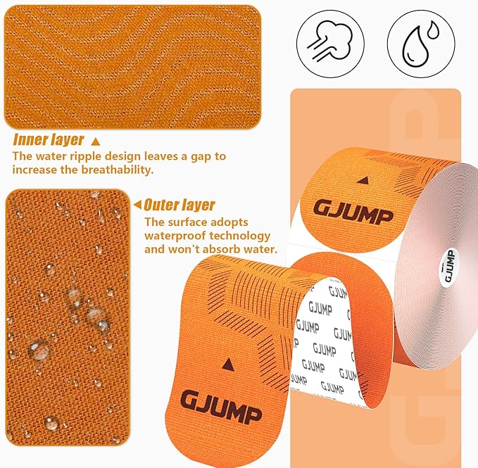 Kinesiology Tape, Original Cotton Elastic Athletic Tape for Muscle Strain Relief & Joint Support, 40 Count Precut Strips 2 Rolls, Waterproof & Breathable Sports Tape for Support and Recovery