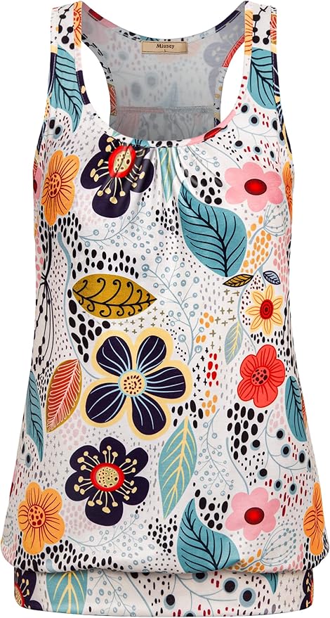 Miusey Womens Sleeveless Round Neck Loose Fit Racerback Yoga Tank Top