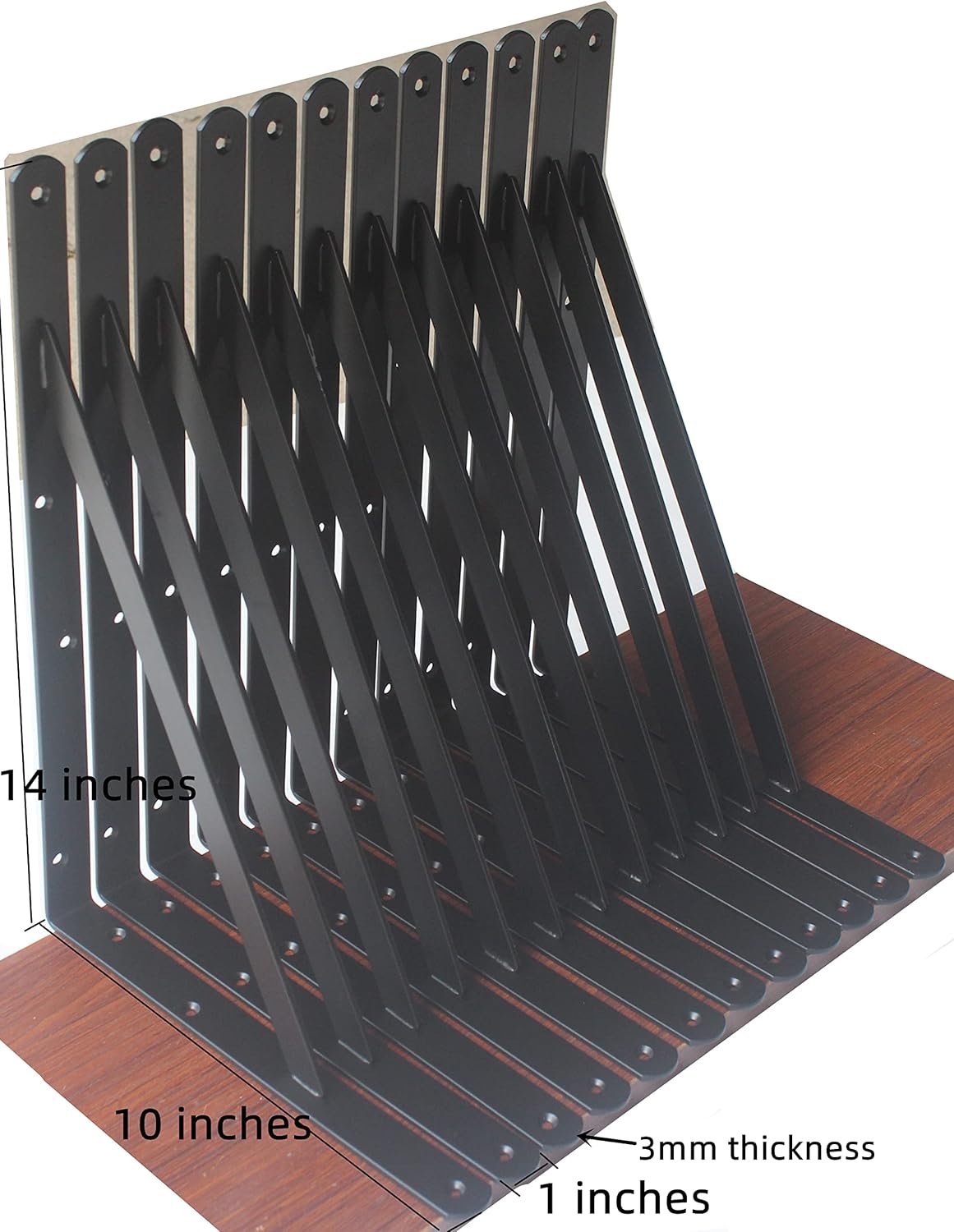 24 Pack L14 x H 10" Black Heavy Duty Shelf Brackets with Screws Metal Shelf Brackets Shelf Support Angle Brackets for Shelves L Brackets Heavy Duty Floating Shelf