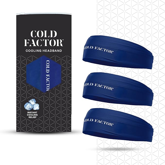 COLD FACTOR Instant Cooling Headband 3 Pack | Advanced Evaporative Comfort for Sports & Outdoor | UPF 50+ Protection | Long-Lasting Coolness | Ideal for Fitness, Hiking, Yoga, & Running