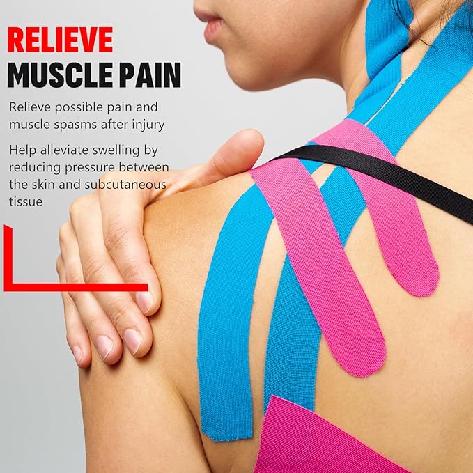 40PCS Precut Kinesiology Tape Strips, 8 Colors 2 inch x 10 inch Cotton Athletic Tape, Kinetic Tape, Elastic Muscle Tape, Sports Tape, Knee Tape for Exercise and Daily Use