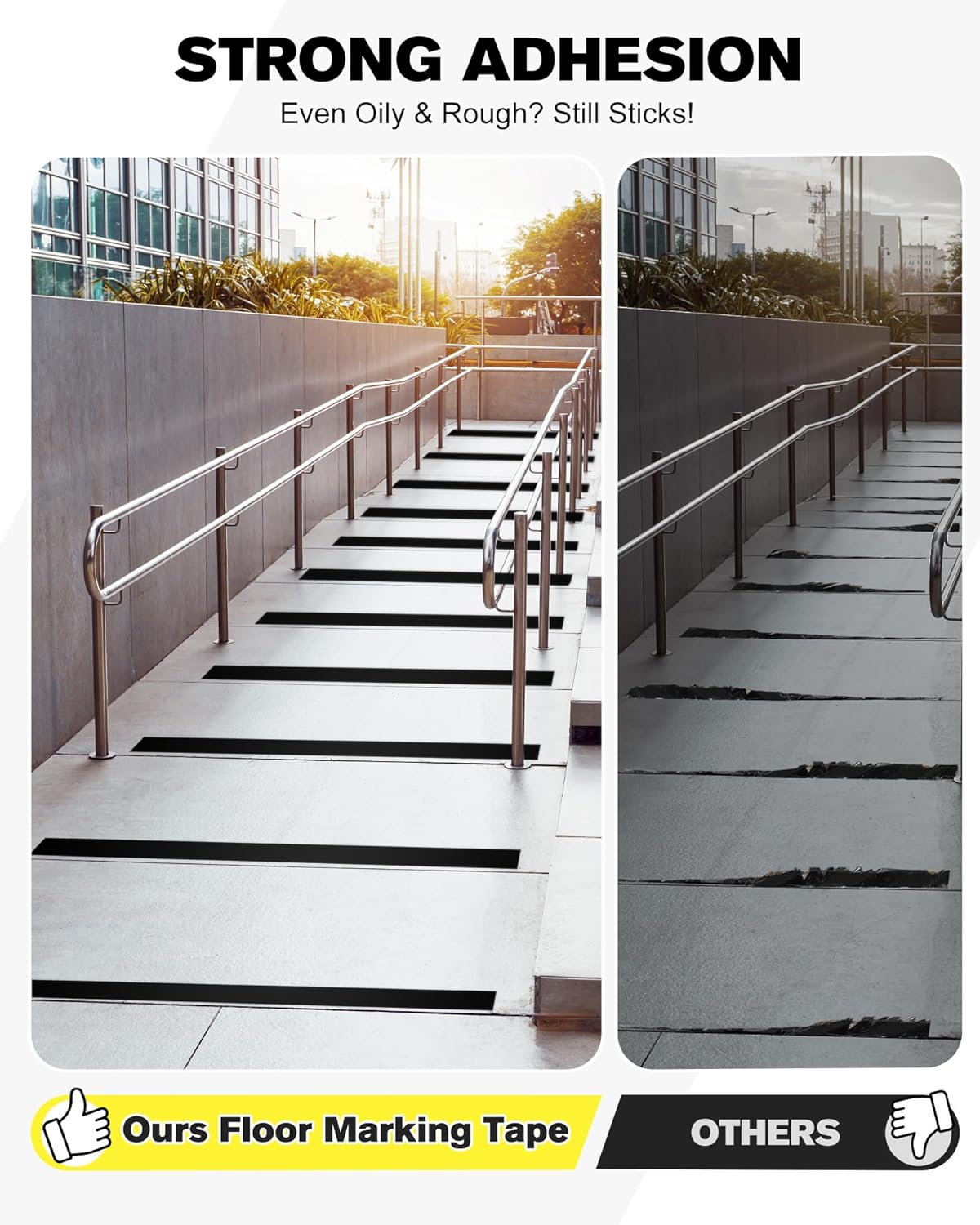 Floor Marking Tape,2 in x 108 FT Strong Adhesive Caution Tape,High Durability Warning Safety Tape for Indoor/Outdoor - Warehouses,Factories,Parking Lots,Retail Locations,Black,1 Roll