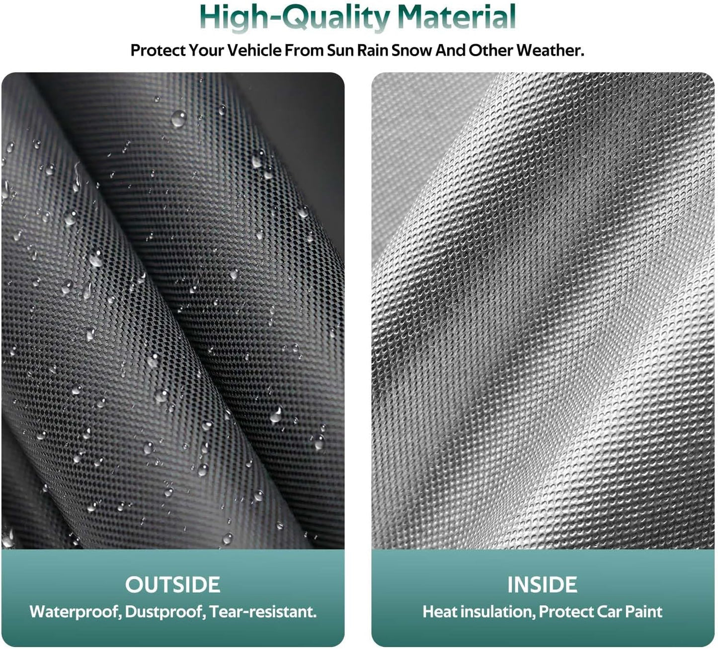 Hatchback Car Cover Waterproof All Weather for Automobiles, Universal Fit for Honda Fit, Ford Focus, Subaru Impreza, Toyota Matrix, VW Golf. Rain Winter Sun Protection. (Length: 164"-178")