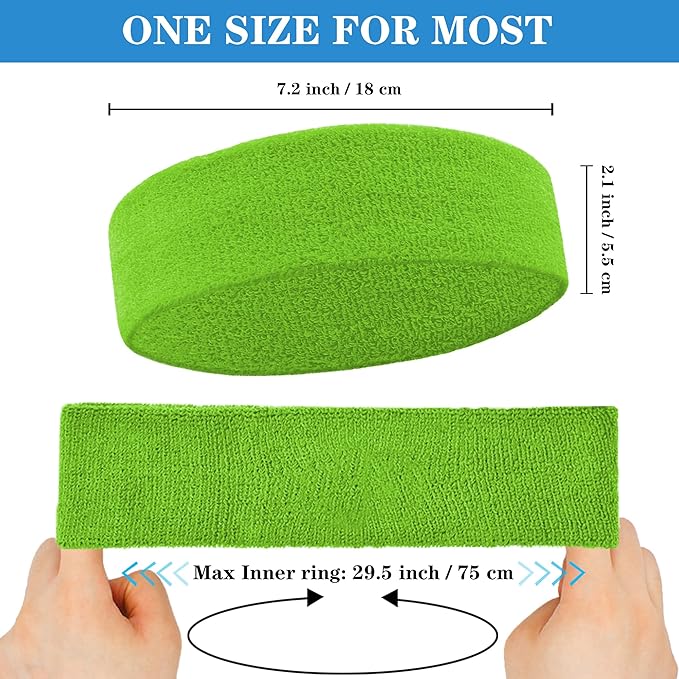 4 Pack Sweatbands Sports Headband for Men and Women, Moisture Wicking Athletic Workout Headband for Running, Tennis, Basketball, Yoga, Gym Stretchy Unisex Sweatband