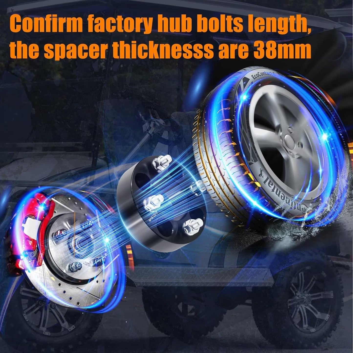 GAsupply 4x4(4X101.6mm) Wheel Spacers Fits for EZ GO EZGO Club Car Golf Carts & ATV, 4x100 to 4x100 Black ATV Wheel Spacer 1.5” / 38mm, 68mm Hub Bore, 1/2"-20 Thread Pitch, 4 Pack (1.5", Black)