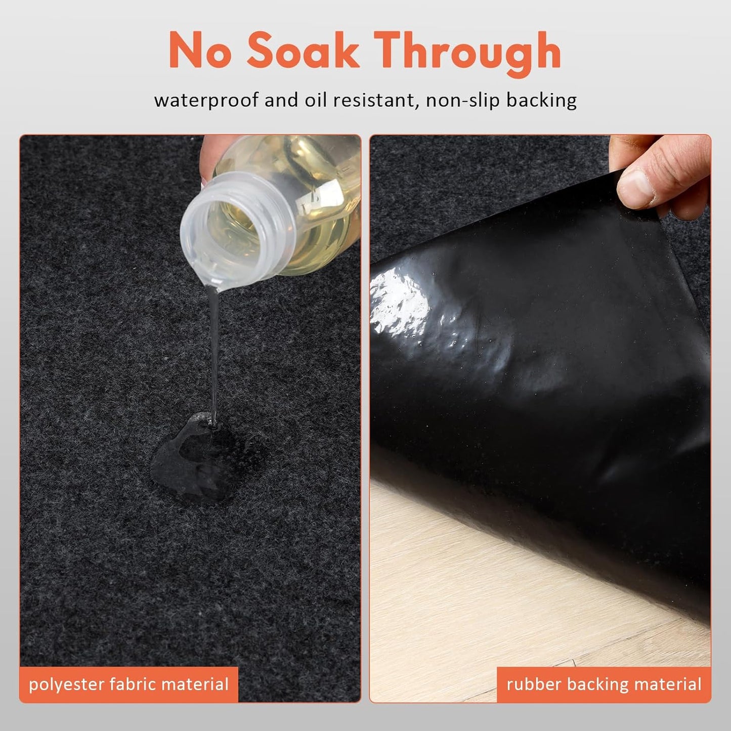 JERIA Oil Spill Mat (17x7.9 Ft) for Under Car Driveway Mats Oil Leaks Absorbent Oil Pad,Rubber Mat Garage Floor,Reusable,Waterproof Backing,Stain Resistant