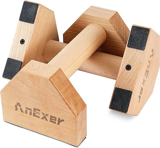 Push Up Stands, Handstand Parallettes Bars, Solid Wood Push Up Bars with Non-Slip Mat Push up Handles for Floor Exercise Home Workout Equipment for Men & Women Strength Training