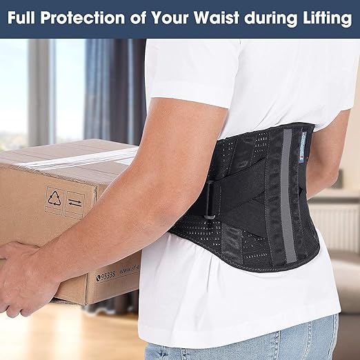 Lower Back Brace for Pain Relief, Back Brace Back Support Belt, Flexible Lumbar Support, Back Support Brace for Lifting at Work, Scoliosis Pain Relief Brace (Black,2XL Fits 37.5”-47” Belly Waist)